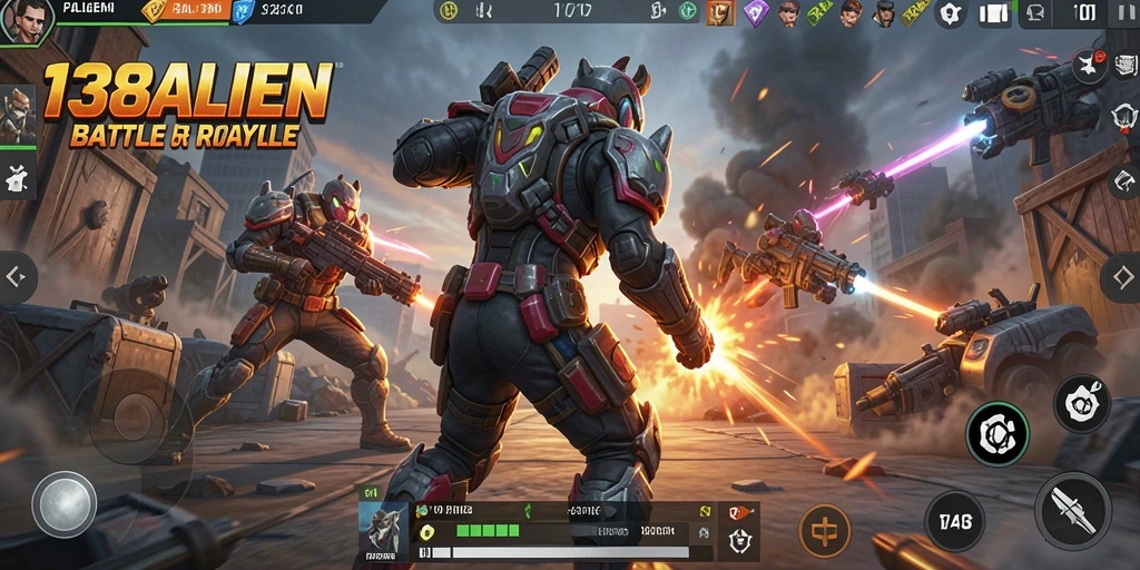 Screenshot gameplay 138ALIEN menampilkan intensitas pertempuran Battle Royale.