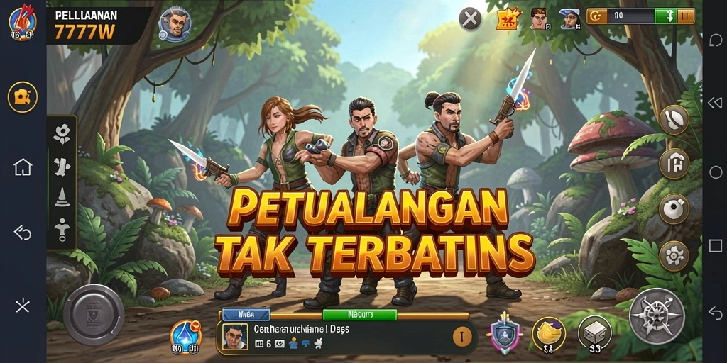Screenshot gameplay <strong>7777W</strong> menampilkan petualangan yang mendebarkan.