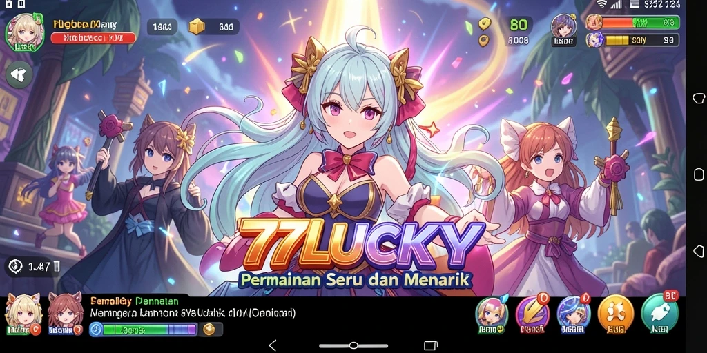 Tampilan gameplay menawan dari 777LUCKY dengan karakter anime yang ikonik.