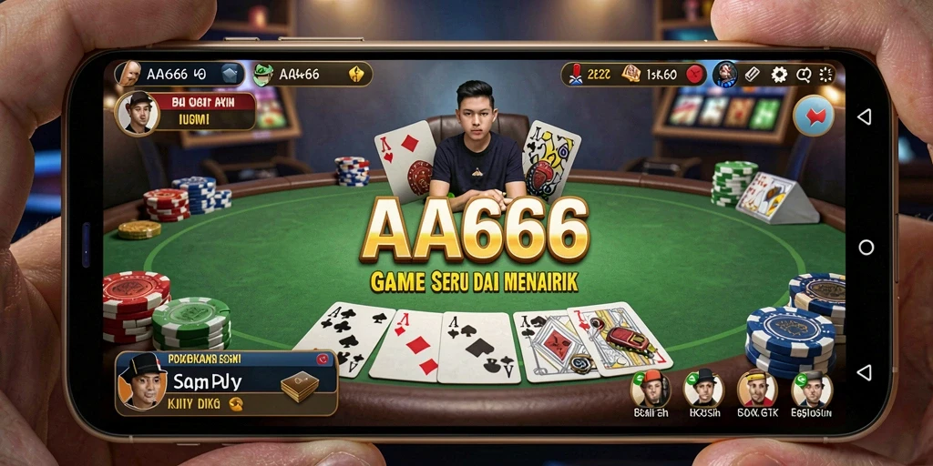 Tampilan gameplay AA666 yang penuh aksi dan strategi Poker.