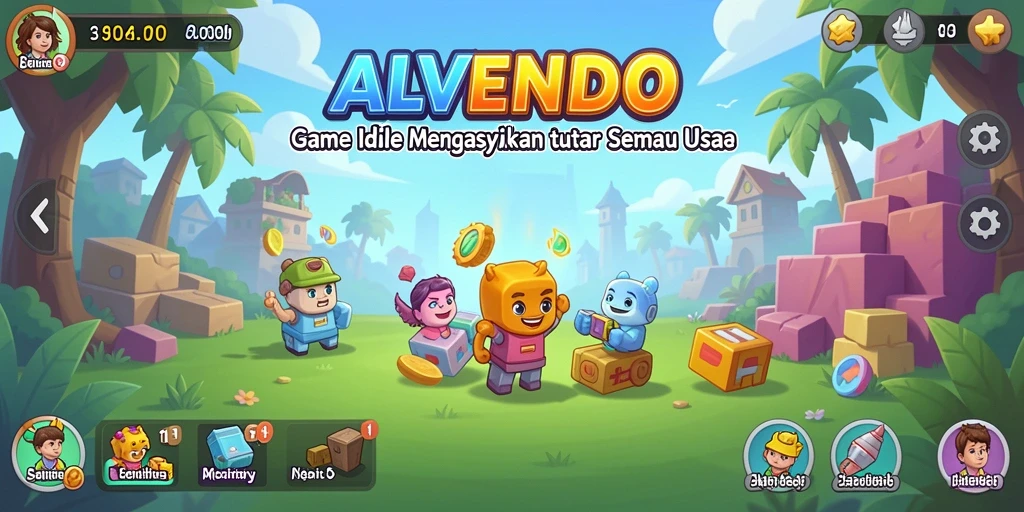 Tampilan gameplay ALVENDO dengan elemen Idle yang menarik.