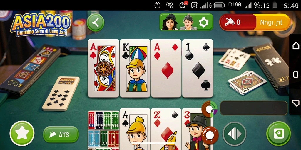 Screenshot ASIA200 menampilkan momen seru permainan domino dengan teman-teman.