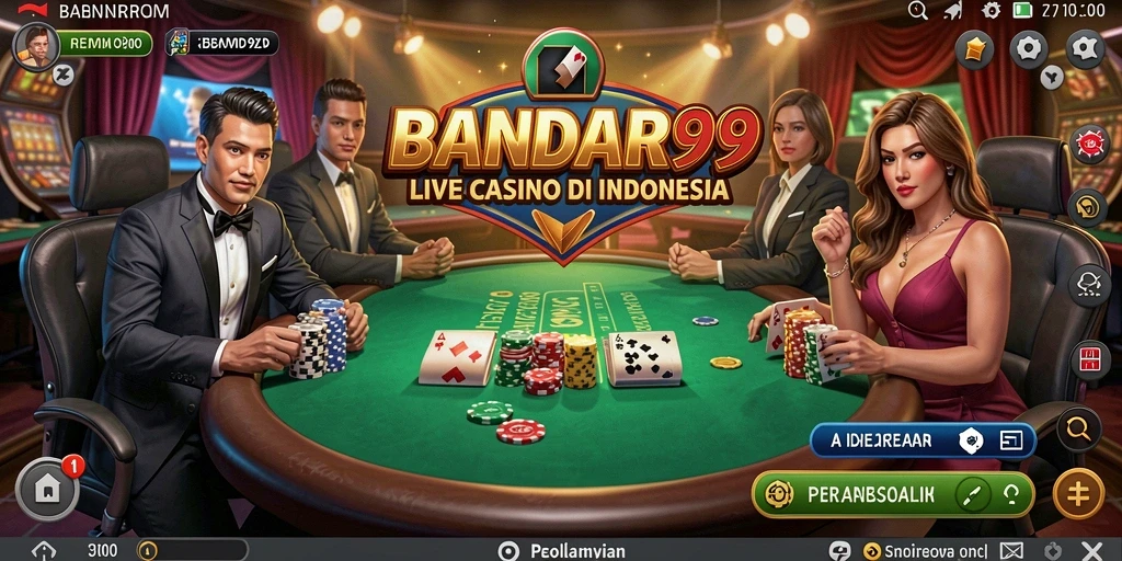 Screenshot gameplay BANDAR99 menampilkan dealer langsung dan aksi permainan yang seru.