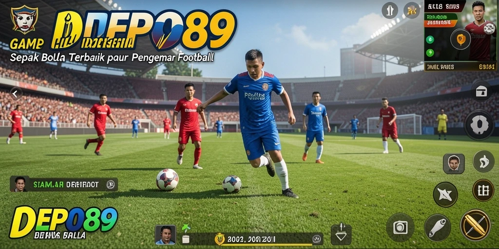 Screenshot utama DEPO89 menampilkan aksi seru dalam permainan sepak bola.