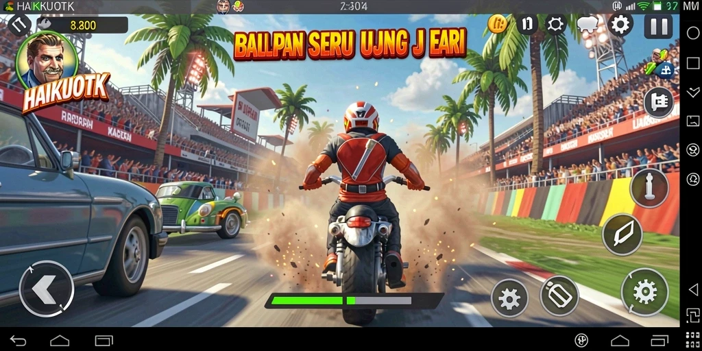 Gameplay seru HAIKUOTK dengan balapan yang penuh aksi.