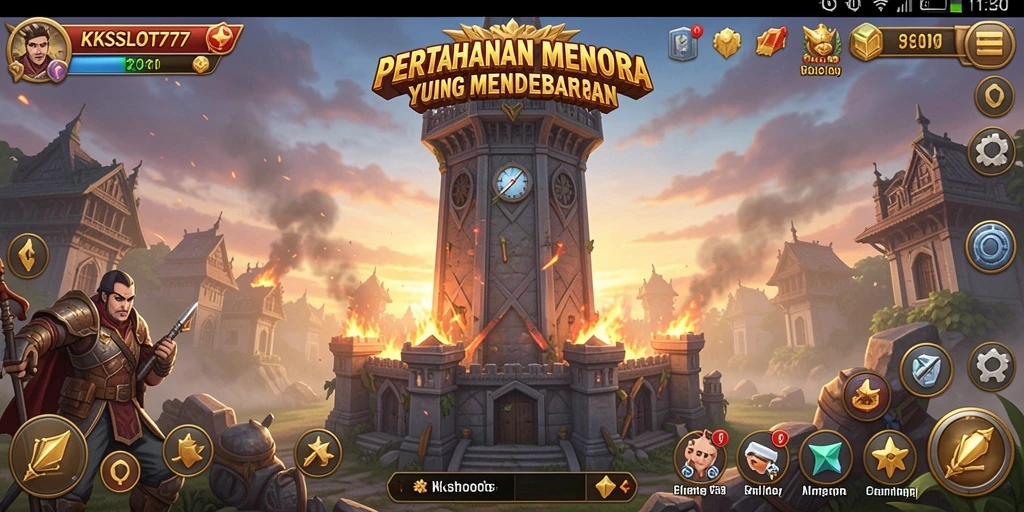 Tampilan gameplay KKSLOT777 yang menarik dan penuh aksi Tower Defense.