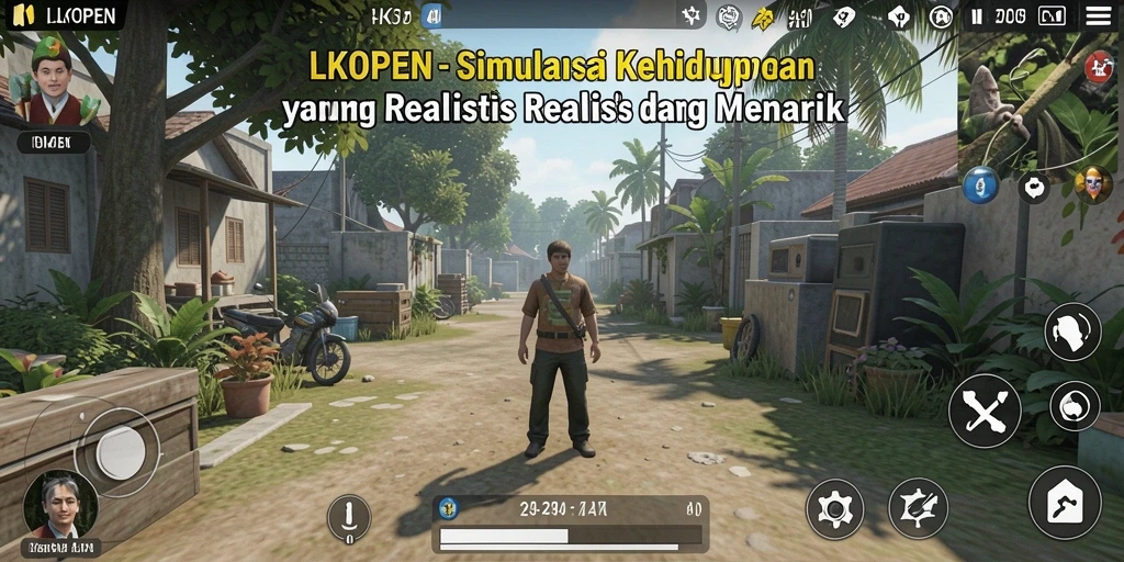 Tangkapan layar dari gameplay LKOPEN yang menampilkan simulasi kehidupan.