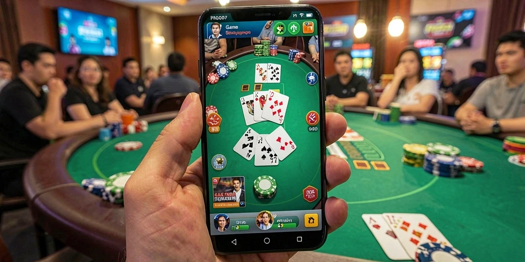 Tampilan gameplay poker yang menarik dan mendebarkan.