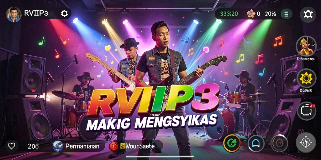 Tampilan gameplay seru dengan berbagai lagu musik.