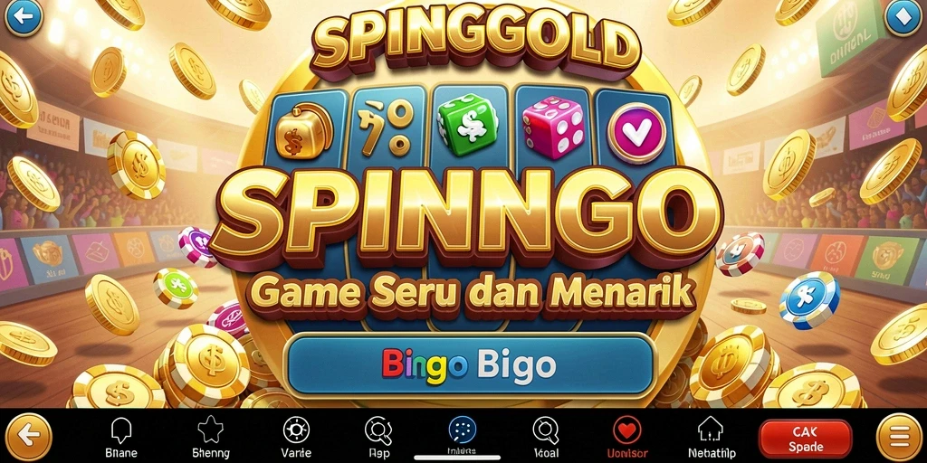 Tampilan gameplay SPINGOLD yang penuh warna dan interaktif.