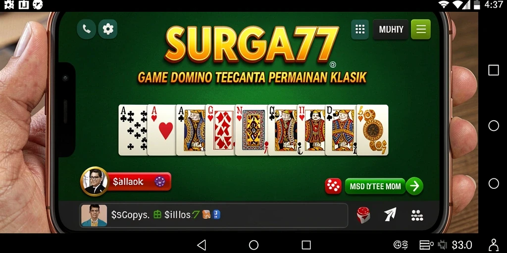Tangkapan layar SURGA77 menampilkan antarmuka permainan Domino yang menarik.