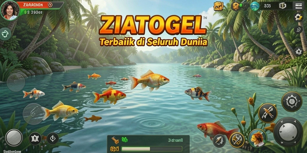 Screenshot gameplay ZIATOGEL menampilkan pengalaman memancing yang mendebarkan.